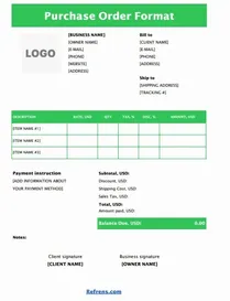 Purchase Order Format