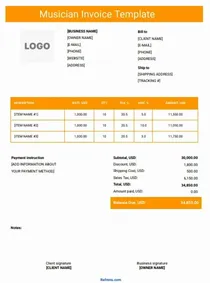 Musician Invoice Template Word