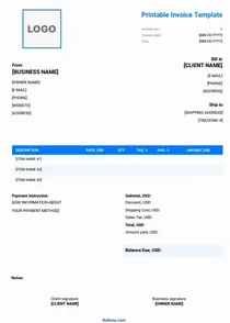 Printable Invoice Template