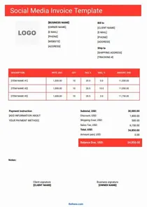 Social Media Invoice Template