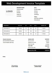 Web Development Invoice Template