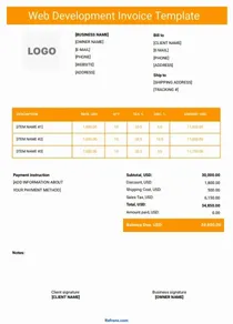 Web Development Invoice Template