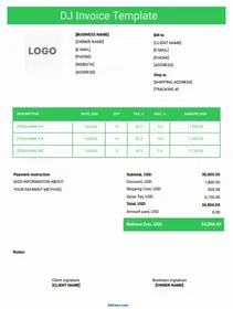 DJ Invoice Template Word