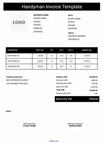 Handyman Invoice Template Word