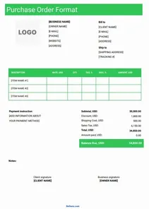 Purchase Order Format