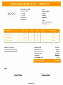 Landscaping Invoice Template Word