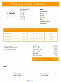 Plumbing Invoice Template Word