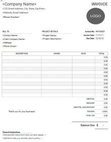 Portrait Videography Invoice Template