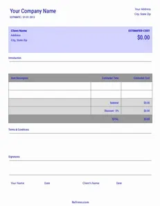 Renovation Estimate Template