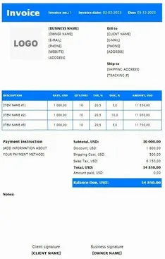 Freelance Invoice Template Excel