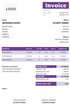 Digital Marketing Invoice Template