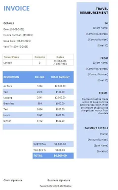 Travel Agency Invoice Templates