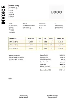 IT Services Invoice Template