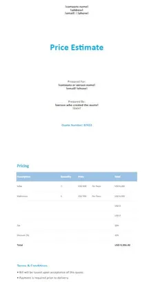 Price Estimate Template Excel