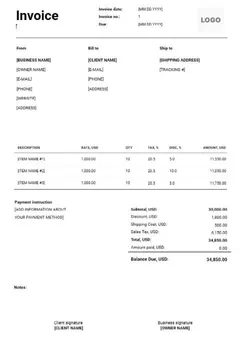 IT Services Invoice Template