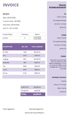 Travel Agency Invoice Templates