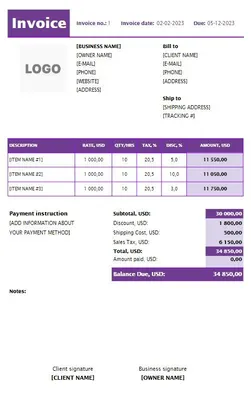 Graphic Design Invoice Template