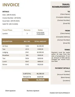 Travel Agency Invoice Templates