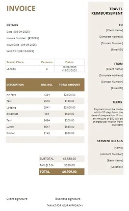 Travel Agency Invoice Templates