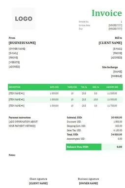 Roofing Invoice Template