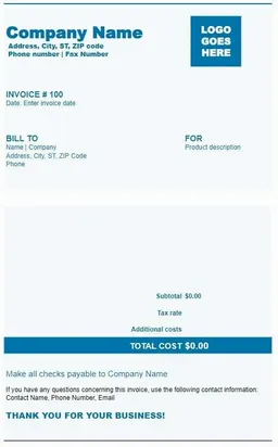 Printable Invoice Template Excel