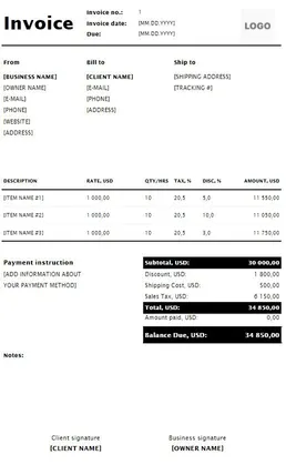 Plumbing Invoice Template