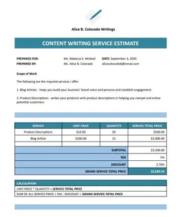 Freelance Estimate Template