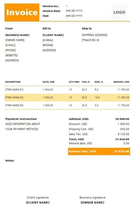 Digital Marketing Invoice Template