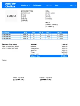 Delivery Challan Excel 2