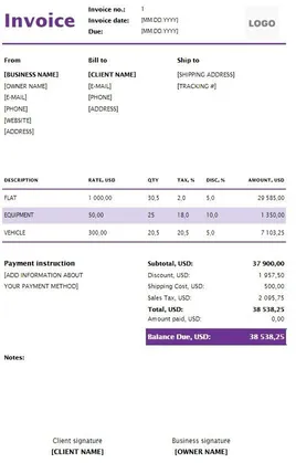 Cleaning Invoice Templates