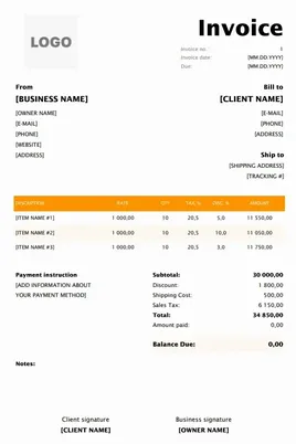 Invoice Format with Bank Details
