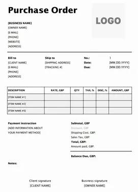 Create Purchase Order