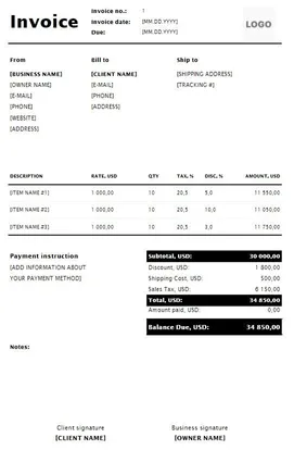 Law Firm Invoice Template