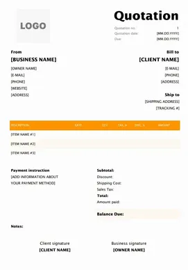 Detailed project quote layout for accurate pricing