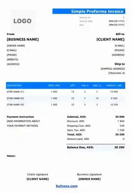 Simple Proforma Invoice Template​