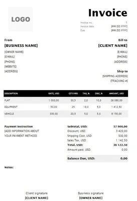 Rental Invoice Templates