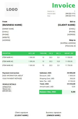 DJ Invoice Template