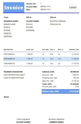 Graphic Design Invoice Template