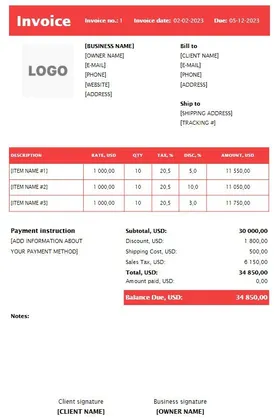 Plumbing Invoice Template