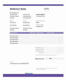 Delivery Note Format