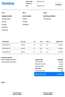 Medical Invoice Templates