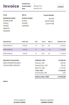 FREE Musician Invoice Templates (Word, Excel, PDF)