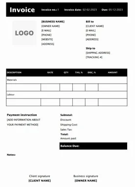 Construction Material Bill Format