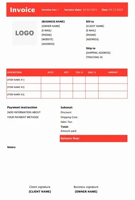 Invoice for Freelance Work