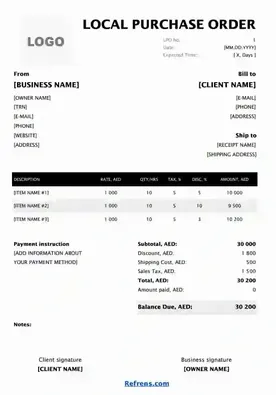 Purchase Order Format in Excel