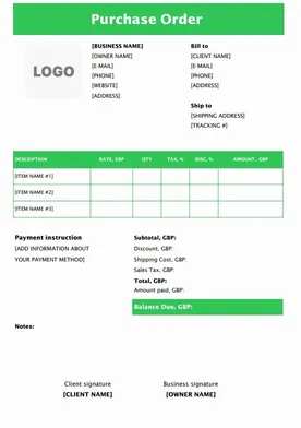 Sample Purchase Order