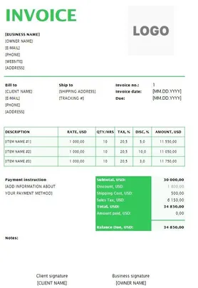 Cleaning Invoice Templates