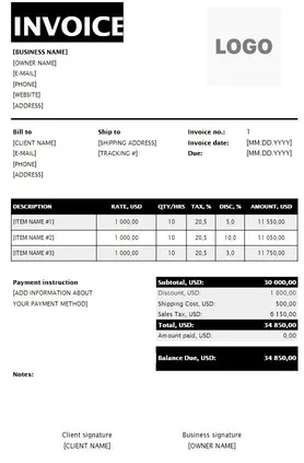 Graphic Design Invoice Template