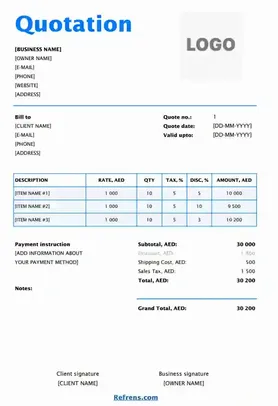 Quotation Template Excel
