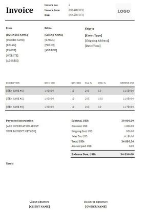 FREE Catering Invoice Templates (Word, Excel, PDF)